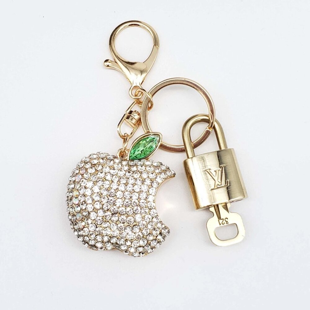 Authentic Louis Vuitton Gold Padlock 🔒Shiny LV Key + Unbranded Apple Bag Charm
